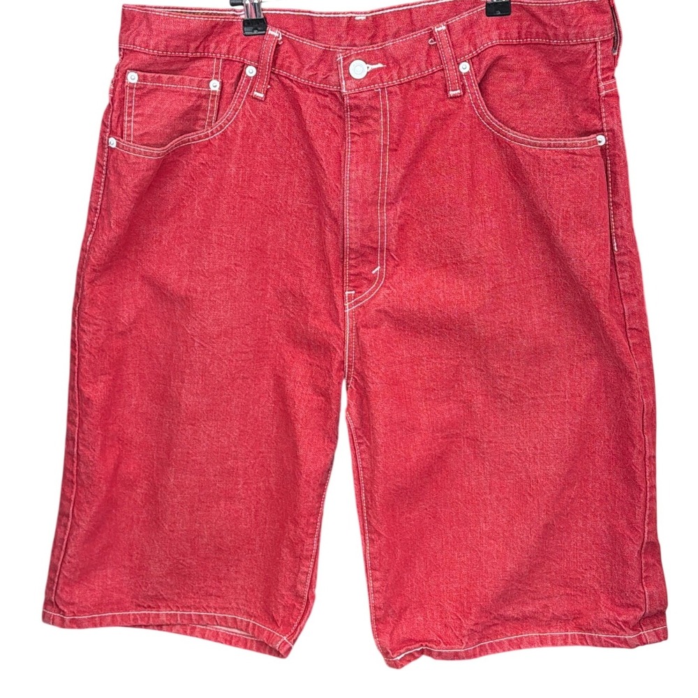 Levi's 569 Denim Shorts Streetwear Skater Baggy Red W38 Gorpocore Utility Grunge